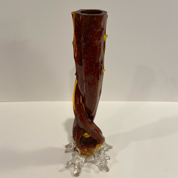 Vtg Antique Thorn Tree Twig, Twisted Bud Vase Blown Glass 7.5” Tall - Picture 11 of 13